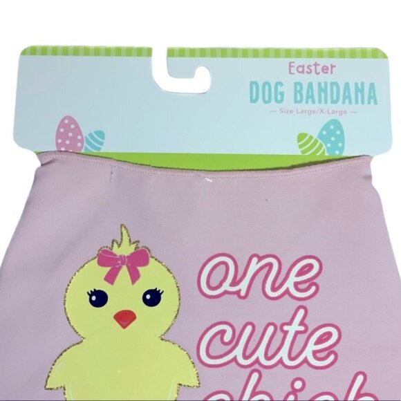 Easter Dog Bandana Yellow Easter Chick Graphic Tie Lrg/X Large  Neck 18-24 in - Picture 3 of 7